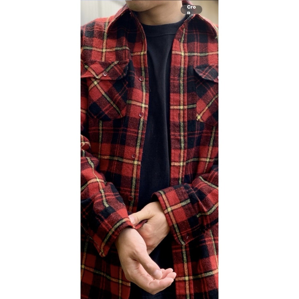 Vintage 60s 70s Traditional Polish Wool Lumberjack Flannel Shirt Men's Sm (O)